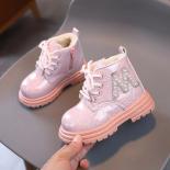 Girls Short Boots New 2024 Autumn Winter Shiny Pearls Ankle Boots Little Baby Boys Fashion Warm Plush Non Slip Boots Kid