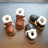 Zapatos de bebé de suela suave de felpa de lana, botines antideslizantes de invierno, primeros zapatos para caminar, acolchado d