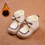 جديد 2024 الخريف الشتاء الفتيات الأحذية الجلدية الاطفال الدافئة أفخم أحذية كاجوال موضة Bowknot حذاء من الجلد لينة عدم الانزلاق ق