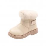 New Fashion Solid Color Britain Style Girls Boys Casual Boots Plush Winter Cotton Shoes Soft Baby Short Boot Kids Non Sl