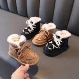 Botas de nieve de invierno para niños, zapatos cómodos y cálidos de felpa para niños pequeños, botas antideslizantes a la moda p
