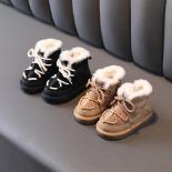 Botas de nieve de invierno para niños, zapatos cómodos y cálidos de felpa para niños pequeños, botas antideslizantes a la moda p