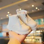 Botas con cremallera frontal elegante para niños y bebés, botas cortas para niños pequeños, botas de invierno de felpa antidesli