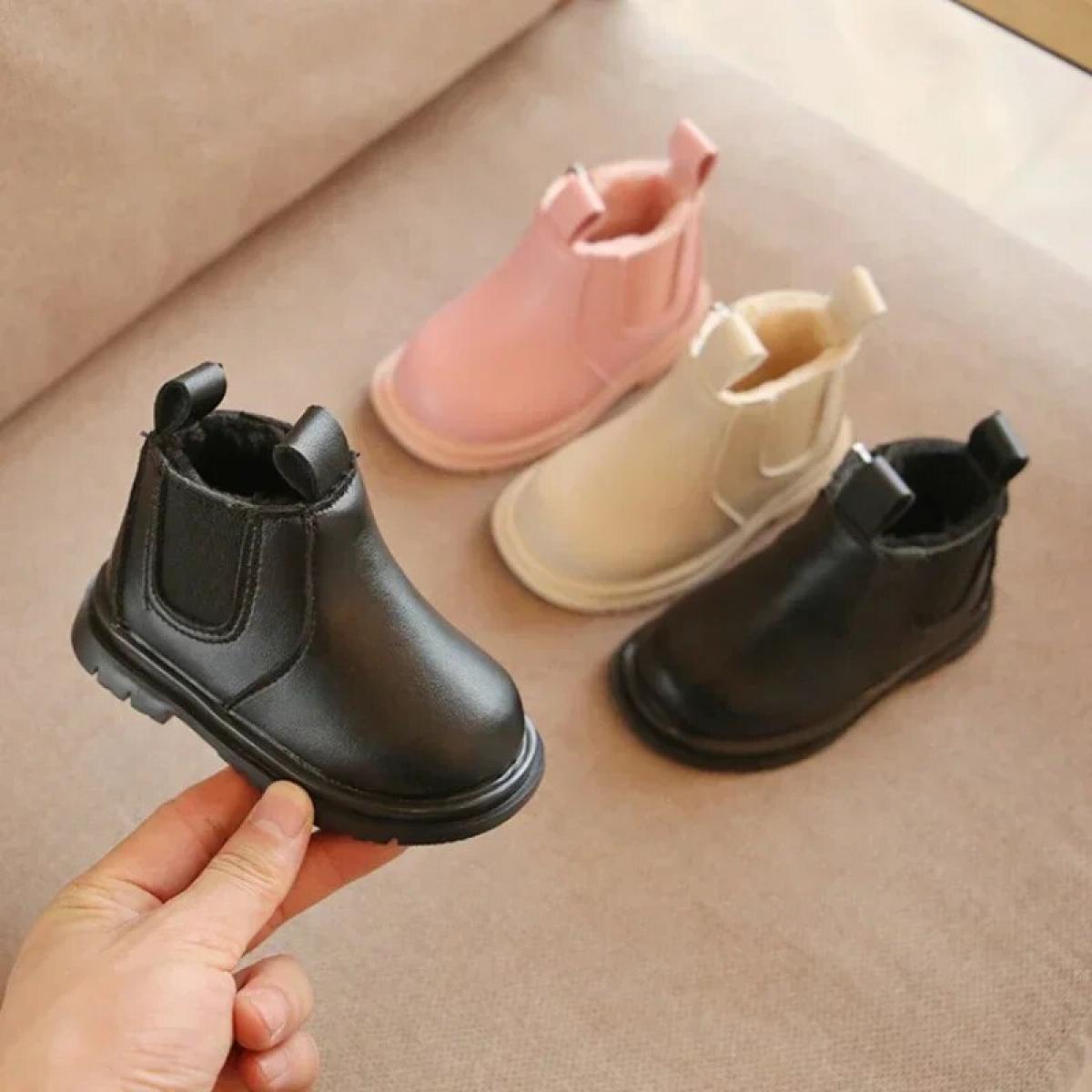 Botas de nieve Vintage para niños, novedad de 2024, botas de piel con plataforma rosa para niñas, niños, bebés, zapatos de invie