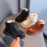 Nuevas botas de nieve para niños pequeños, botas de marea para otoño e invierno, botas cálidas para niños y niñas, Cott de cuero