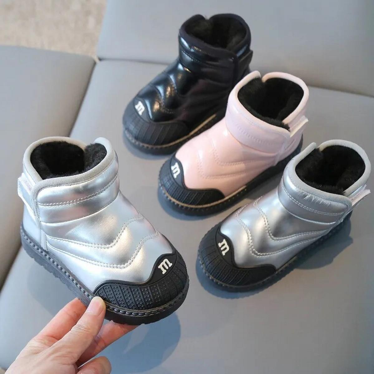 Botas de nieve para niños, zapatos cálidos de felpa para niños, moda 21 30, botines antideslizantes de algodón para niñas, imper