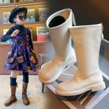 Girls High Boots 2024 Autumn Spring  Style Pu Princess Leather Shoes Children Fashion Simple Non Slip Catwalk Long Boots