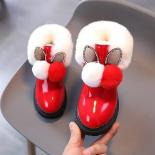 شتاء 2024 موضة جديدة الطفل أفخم أحذية بوت قصيرة أحذية قطنية دافئة للأطفال لطيف أرنب عدم الانزلاق الثلوج أحذية الفتيات عيد الميلا