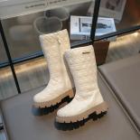 جديد 2024 الخريف الشتاء الفتيات الأحذية الجلدية الناعمة حذاء برقبة للركبة للأطفال موضة منقوشة البريدي كبير الفتيات أحذية طويلة ا