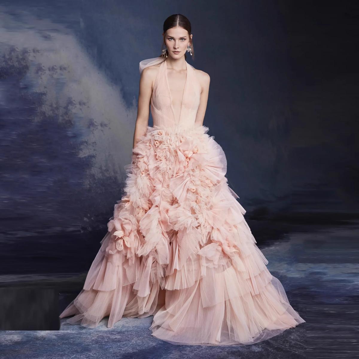 2024 Couture Halter Ruffles Prom Gown Fluffy Tulle Party Dresses Vestidos Para Mujer Tiered A Line Elegant Formal Occasi