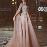 Luxury Crystal Long Evening Gowns  Eyecatching Beaded Dubai Arabic Prom Gowns Custom Made Middle East Formal Party Dress