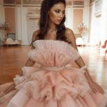 Haute Couture Ruffled Tulle Bridal Dress Extra Lush Tiered Luxury Prom Gown Puffy Tulle Vestidos Strapless Ball Gown Dre