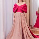 Unique Two Colors Prom Gown Fuchsia And Pink Off The Shoulder Formal Party Dresses With Cape Train Prom Dresses Custom