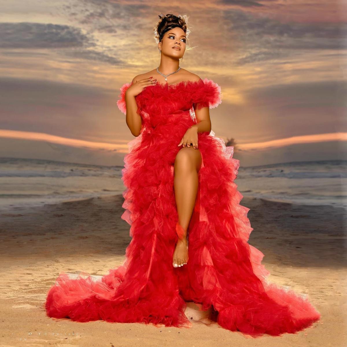 Vestido best sale tul rojo