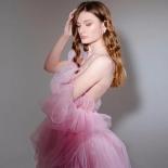 Cute Baby Pink Prom Maxi Dress Evening Gown Draped Ruffles Tulle Elegant Paty Dresses Women For Wedding Photo Shoot Dres