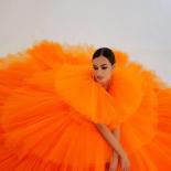 Amazing Puffy Orange Ball Gown Party Dresses 2023 Newest Tiered Ruffle Tulle Formal Occasion Dress Prom Photo Shooting D