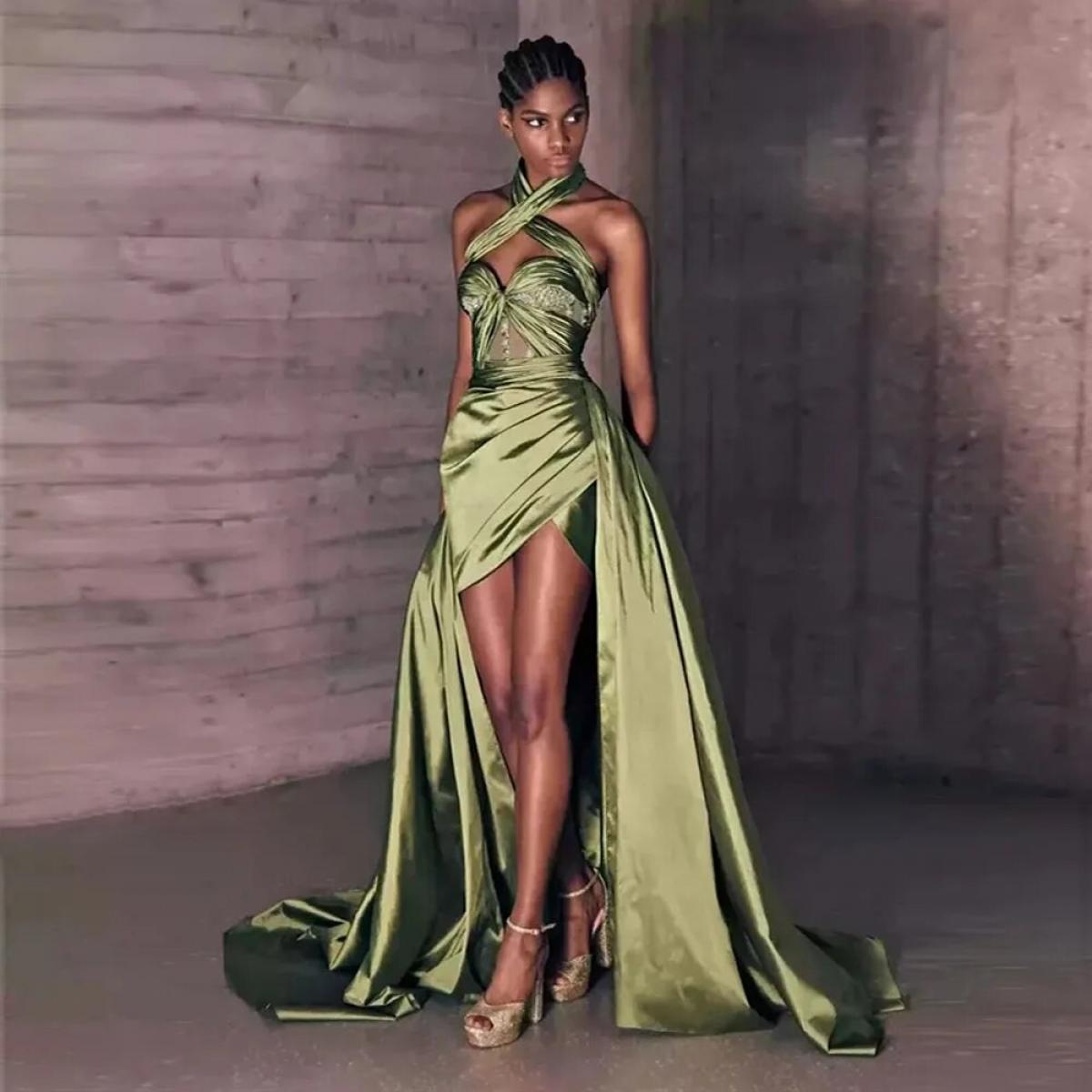 Olive green dress womens clearance
