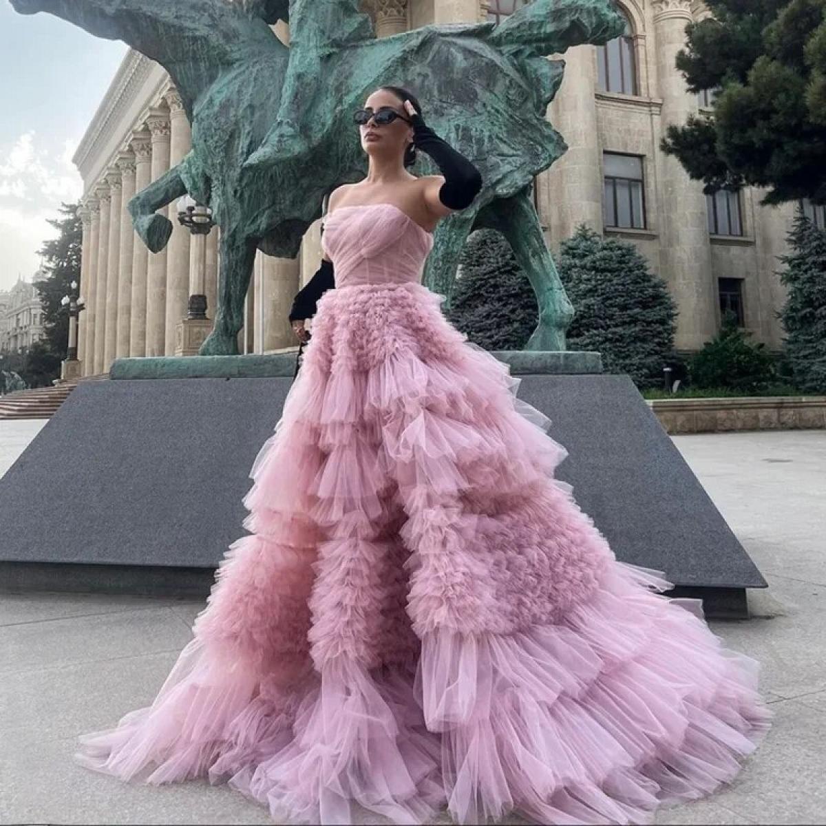 Soft pink evening dresses on sale