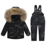 30 ℃ Nuevo conjunto de ropa para niñas pequeñas, ropa para niños pequeños, traje de esquí para niños, chaqueta de plumón, mono, 