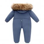 חורף 30 חליפת שלג חמה ילד 90% מעיל פוך ברווז מעיל תינוק לפעוטות בגדי ילדה סרבל 2~6 שנים פרווה אמיתית ג