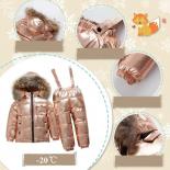 30 Kids Winter Children Clothing Sets Toddler Girl Clothes Waterproof Boys Parka Real Fur Down Jackets Coat Down Snow Su