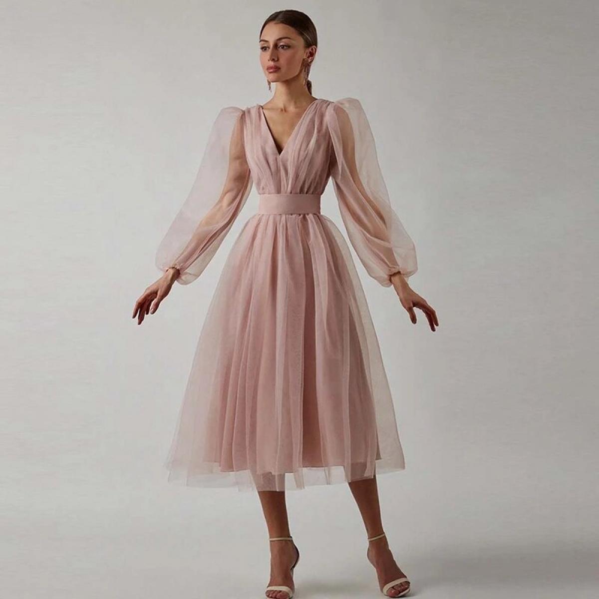 Formal Attire Blush Pink Semi Formal Dress Dresses For Women Party Wedding  Evening Chic And Elegant Woman Dress Ball Gown Formal Long Luxury Cocktail  Occasion-Description