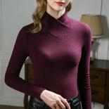 Stand Up Collar Long Sleeved T Shirt Women's Fall/winter Fleece Padded Warm Basic Pullover Bottoming Shirt Fashion Top