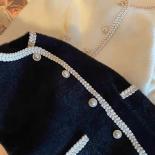 סוודר כפתור פנינה צרפתית קרדיגן העליון אביב סתיו ללבוש מעיל סרוג קשמיר חלב רך
