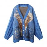 Cárdigan Vintage con cuello en V para mujer, abrigo artístico de diseño de otoño, suéter de nicho, cárdigans superiores Y2k a la