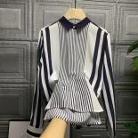 Fashion Woman Blouse 2023 Color Contrast Vertical Stripes Loose Casual Long Sleeve Shirt Woman Camisas De Mujer