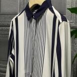 Fashion Woman Blouse 2023 Color Contrast Vertical Stripes Loose Casual Long Sleeve Shirt Woman Camisas De Mujer