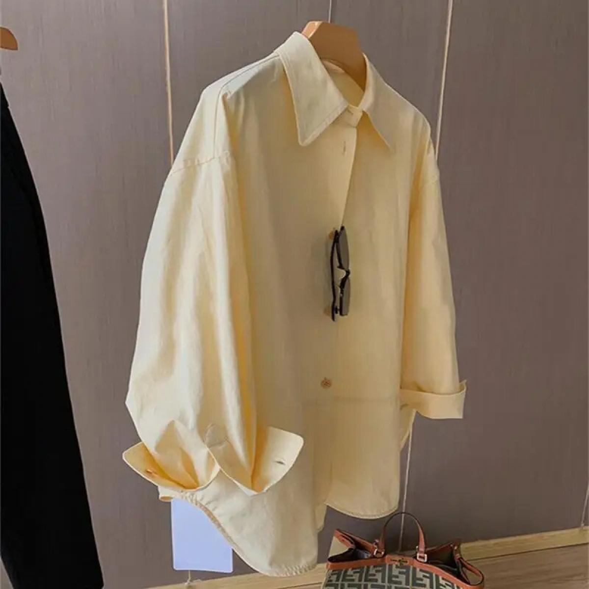 Yellow Shirt Female 2023 Autumn And Winter New Base Long Sleeve Sunscreen Shirt Coat Women