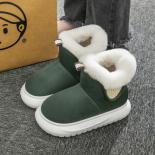 Winter Warm Ankle Boots Women Indoor Cotton Slippers Soft Plush Platform Sole Home Casual Non Slip Snow Boots Fluffy Foo
