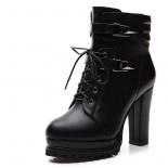 Botines de otoño para mujer, botas cortas de tacón grueso, zapatos negros de tacón alto de estilo británico, con cordones Retro,