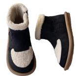 2024 Fashion Winter Snow Boots Ankle Round Head Zipper Women's Shoes Flipped Low Heel Warm Flat Bottom Women's Boots Bot