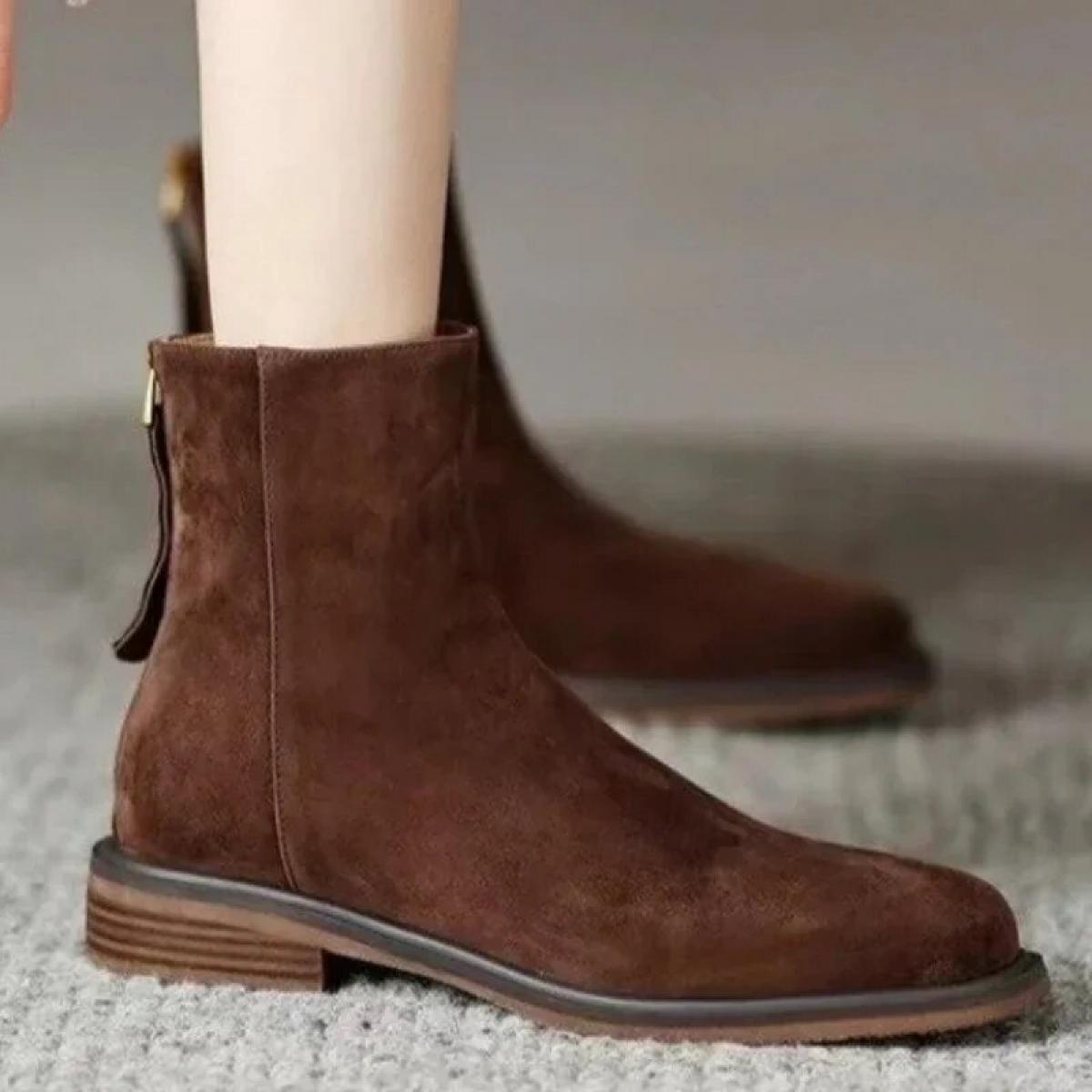 Zapatos para mujer 2024 moda básica cremallera tacones altos otoño alta calidad clásicos punta cuadrada Color sólido gamuza muje