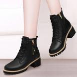 Shoes For Women 2024 Hot Sale Basic Lace Up/on High Heels Autumn High Quality Classics Concise Round Toe Pu Women's Boot