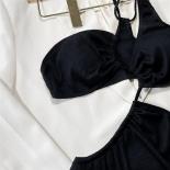  Black One Shoulder One Piece Monokini Swimsuit Women 2024 Cut Out Asymmetric Backless Swimwear Female Beach Swimming We