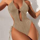  Backless White Halter Swimsuit Women One Piece Swimwear High Cut Bathing Suit String Lace Up Bather Swimming Suit Beach