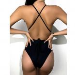 Shiny Patchwork Swimwear Woman One Piece Swimsuit Cut Out Monokini Backless Bathing Suit  Swimming Suit For Women Bather