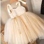 12m Baby Girls Dress Lace V Back Princess Kid's Clothing Birthday Tulle Tutu Dress Party Wedding Formal Prom Pearls Bow 