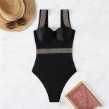  Black Push Up Swimsuits Women One Piece Swimwear Diamonds Strap Bathers Underwire Bathing Swimming Suits Beach Wear Swi
