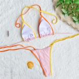  Ribbed Swimwear Micro Thong Bikini String Halter Swimsuit Women High Cut Bathing Suit Two Piece Bikinis Set Mujer Biqui