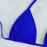  Blue Micro Thong Bikini Women Swimwear Crystal String Halter Swimsuits Bathing Suit Triangle Bikinis Set 2024 Mujer Bat