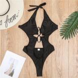  Hollow Cut Out Halter Swimwear One Piece Monokini Swimsuits Women Bathing Suit Bathers Black Swim Swimming Suits 2024 N