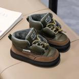 Boy's Casual Sneakers Outdooor Sports Shoes Plus Cotton Winter Warm Plush Children Shoe Simple Fashion Hard Wearing Ligh
