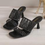 נעלי נשים 2023 מכירה חמה סנדלי נשים אביב קיץ עקבי סטילטו נעלי מסיבה נעלי בית צבע אחיד סנדלי רשת