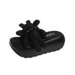 Women Platform Slippers Summer 2023 Mid Heels Knight Bow Peep Toe Fashion Slides Beach Outdoor Ladies Shoes Zapatos De M