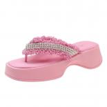 2023 Women's Slippers Summer Fashion Women Crystal Flip Flops Outdoor Casual Platform Sandals Ladies Wedges Beach Slippe
