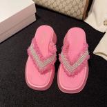 2023 Women's Slippers Summer Fashion Women Crystal Flip Flops Outdoor Casual Platform Sandals Ladies Wedges Beach Slippe